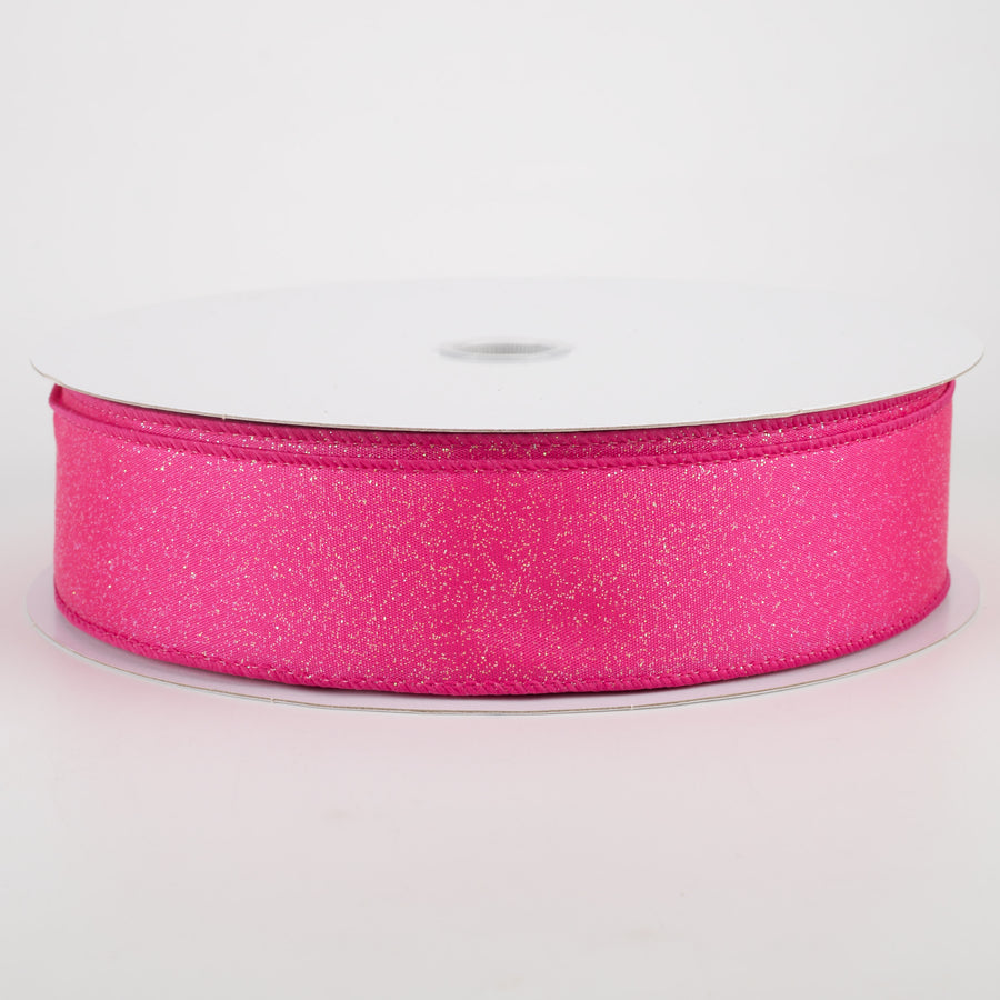 1.5" Iridescent Glitter Misted Satin Ribbon: Fuchsia Pink (50 Yards)