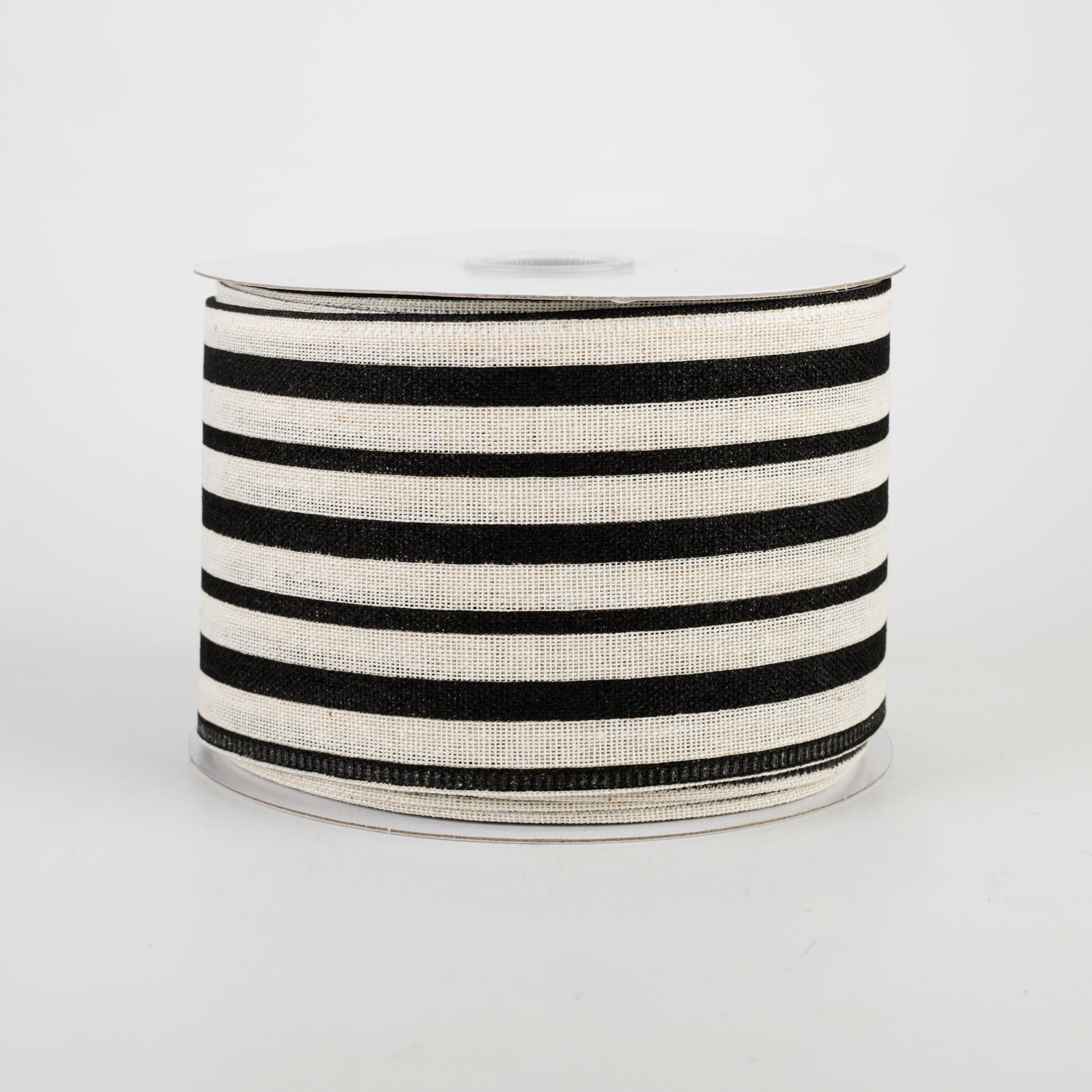 2.5" Vertical Variated Stripes Ribbon: Ivory & Black (10 Yards)