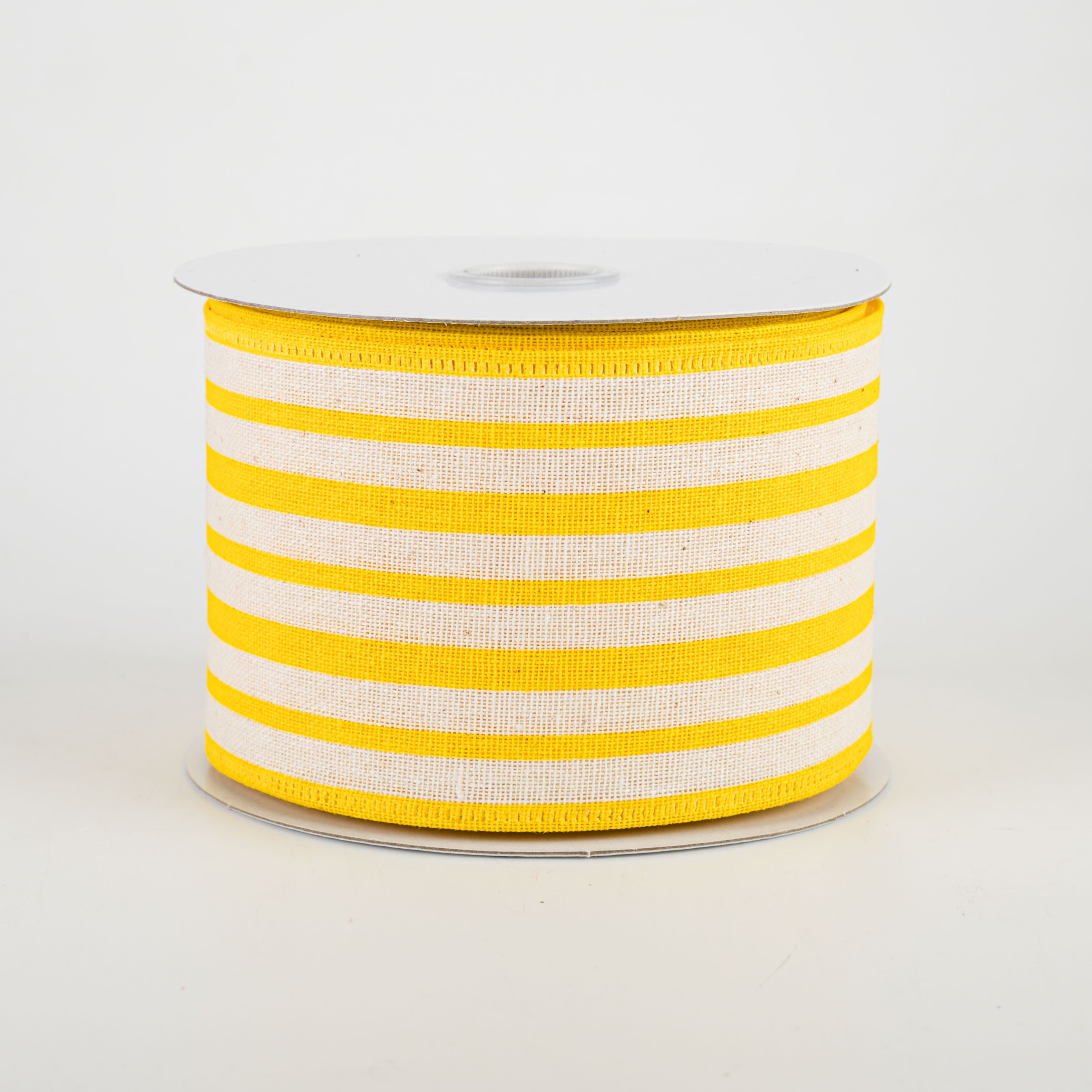 2.5" Vertical Variated Stripes Ribbon: Ivory & Yellow (10 Yards)
