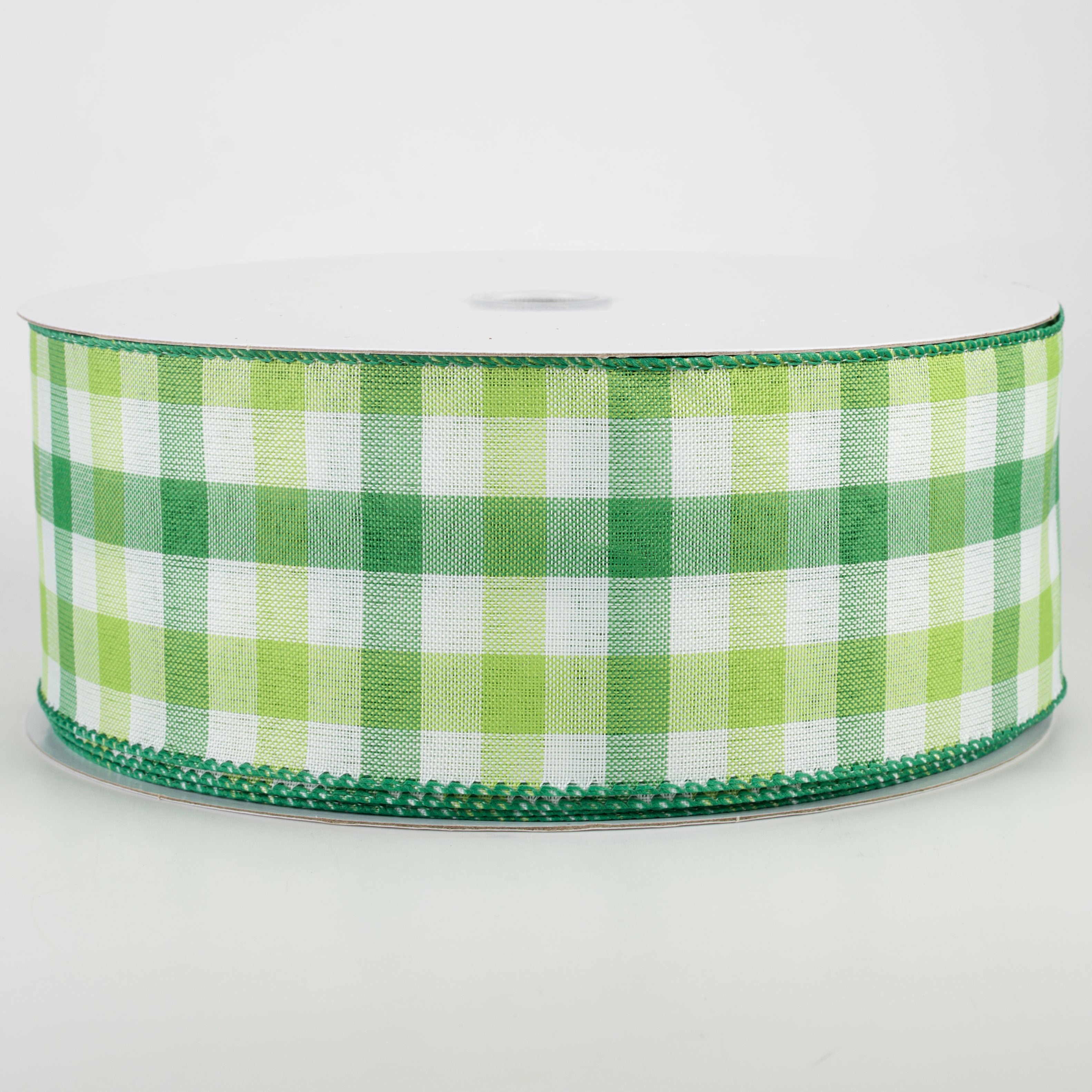 2.5" Garden Check Ribbon: Green, White, Lime (50 Yards)