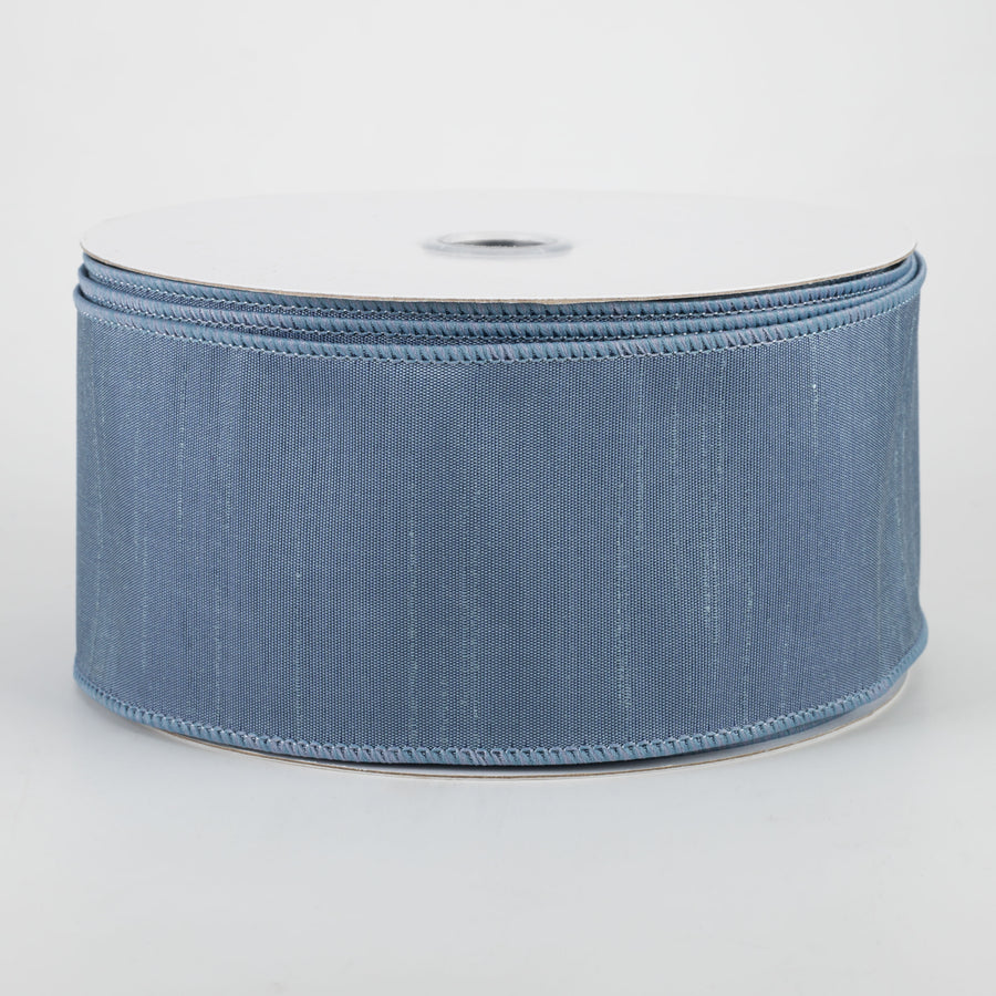2.5" Faux Dupioni Ribbon: Smoke Blue (25 Yard Roll)