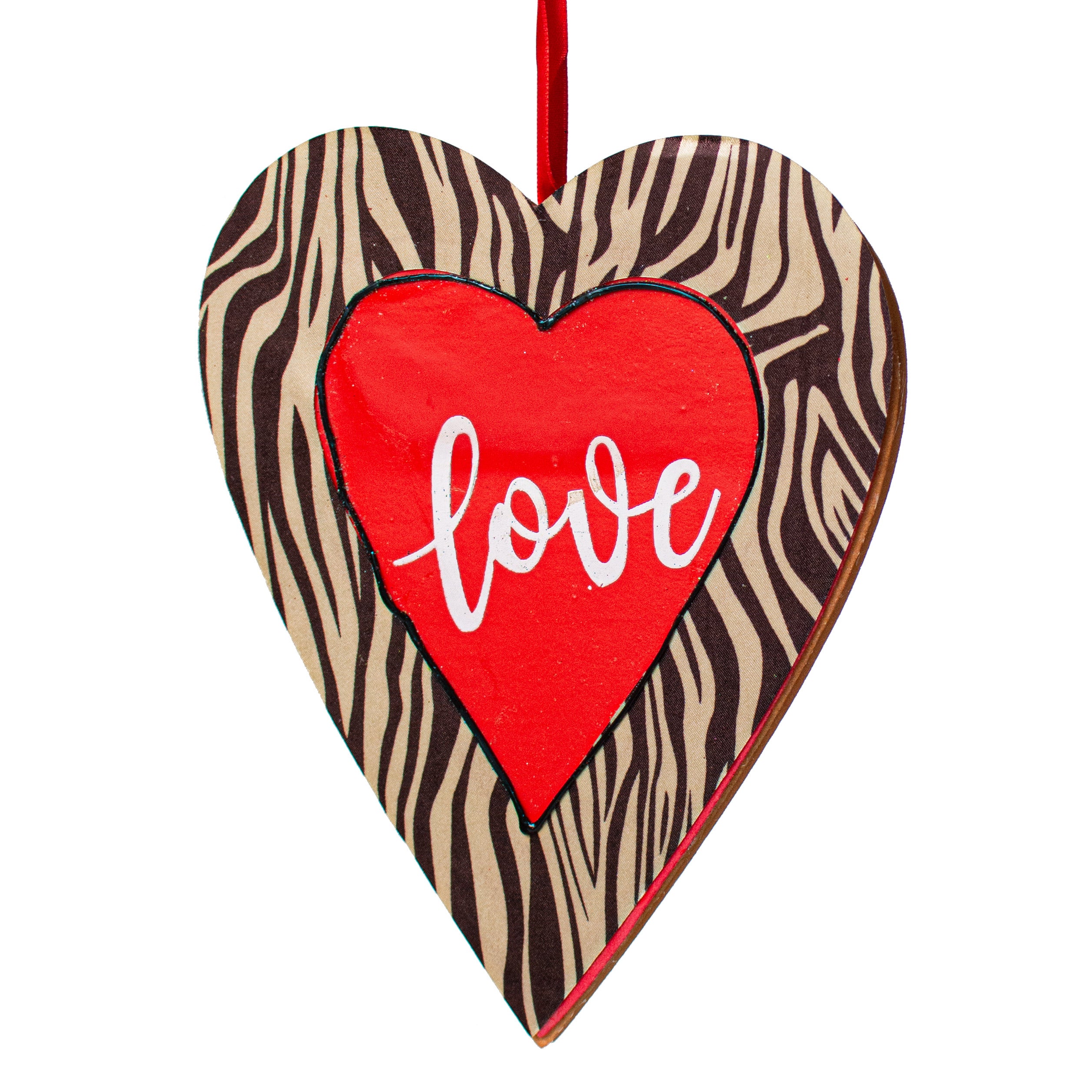 9" Love Heart Ornament: Zebra