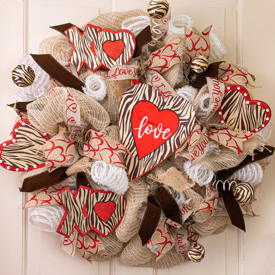 9" Love Heart Ornament: Zebra
