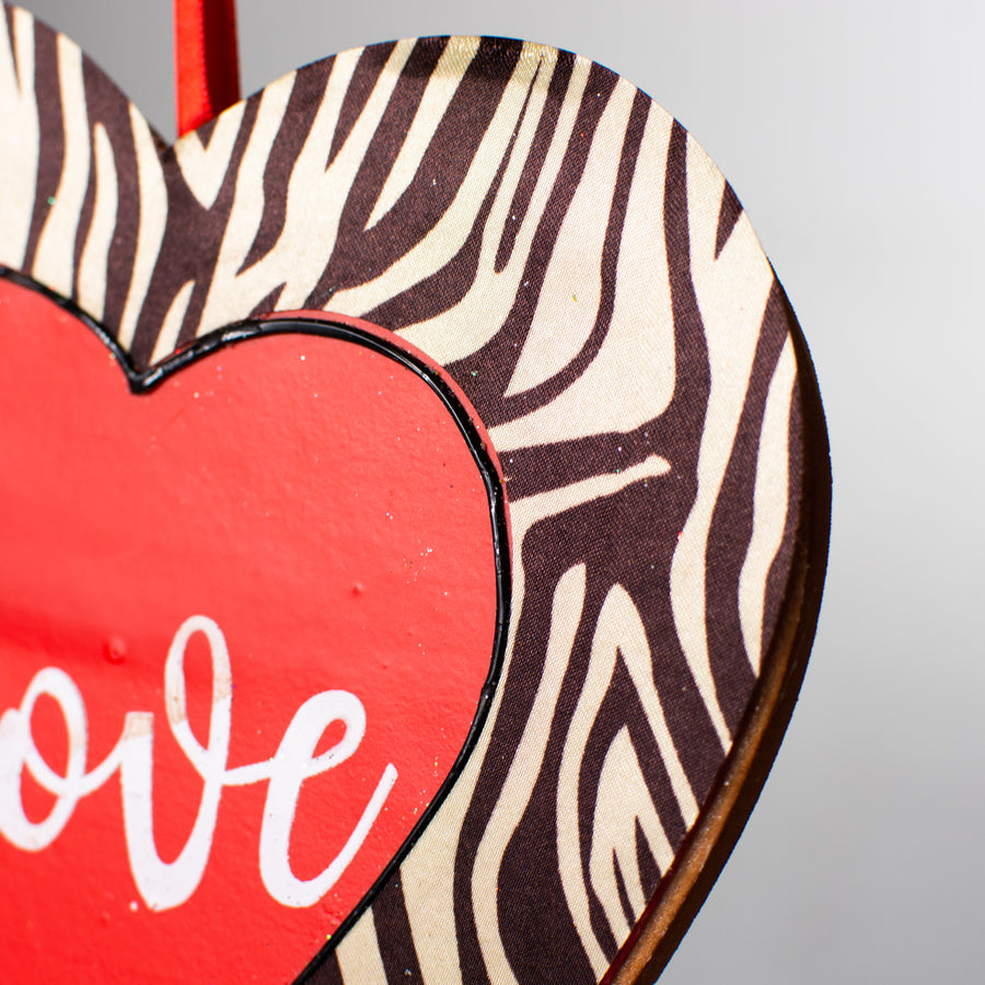 9" Love Heart Ornament: Zebra
