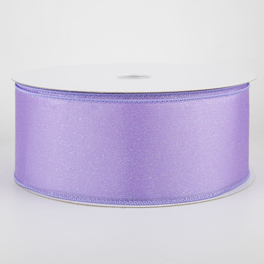 2.5" Iridescent Glitter Misted Satin Ribbon: Lavender (50 Yards)