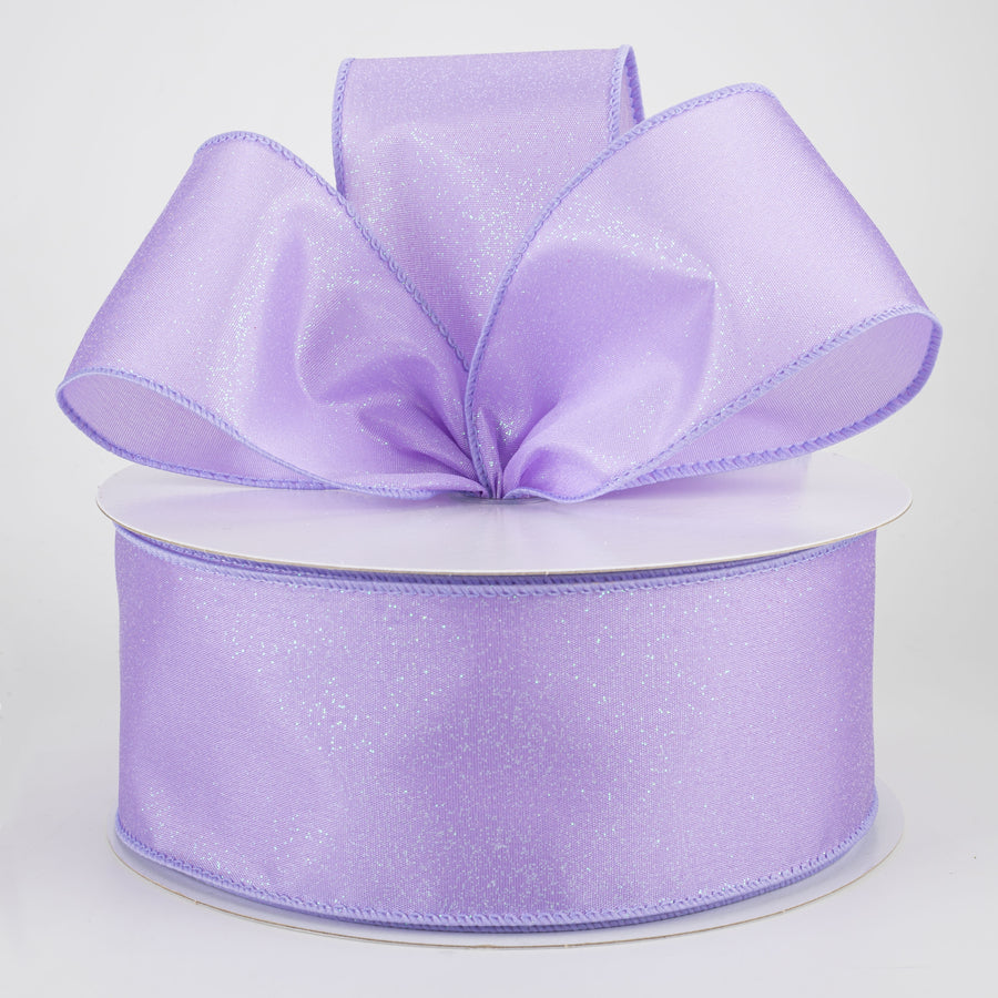 2.5" Iridescent Glitter Misted Satin Ribbon: Lavender (50 Yards)