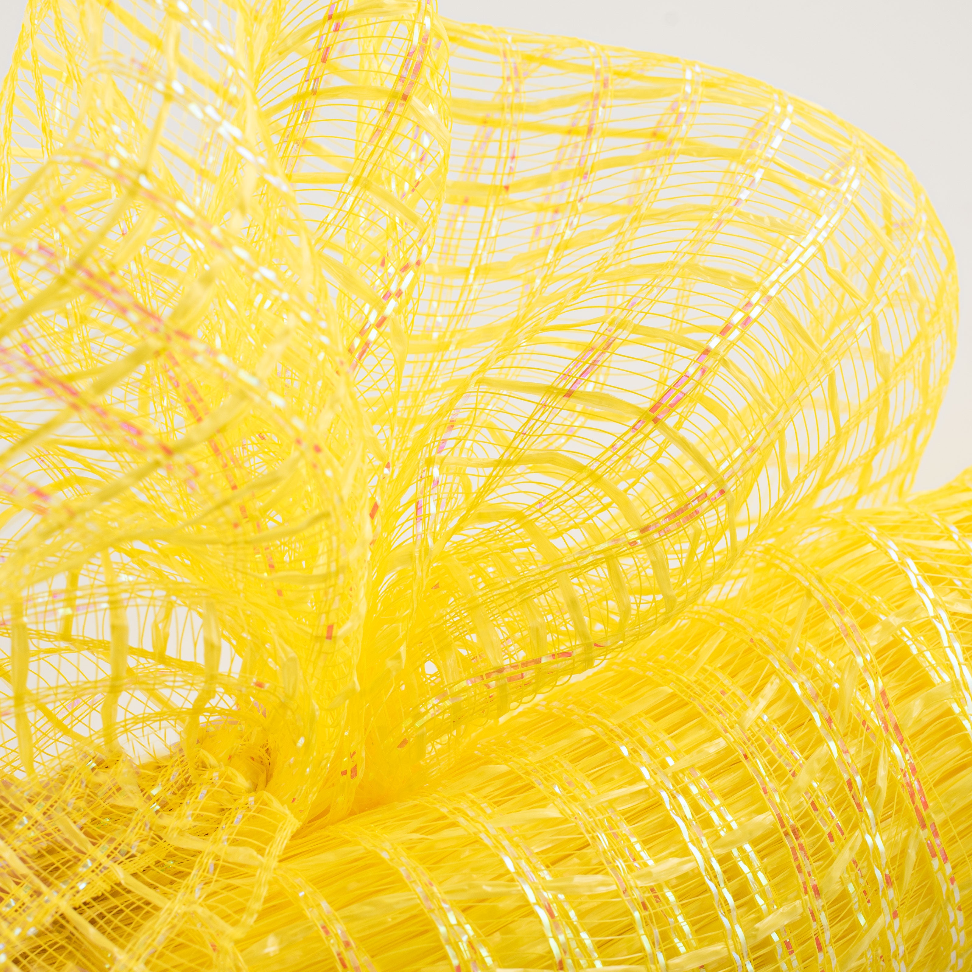 21" Wide Weave Metallic Mesh: Daffodil Check