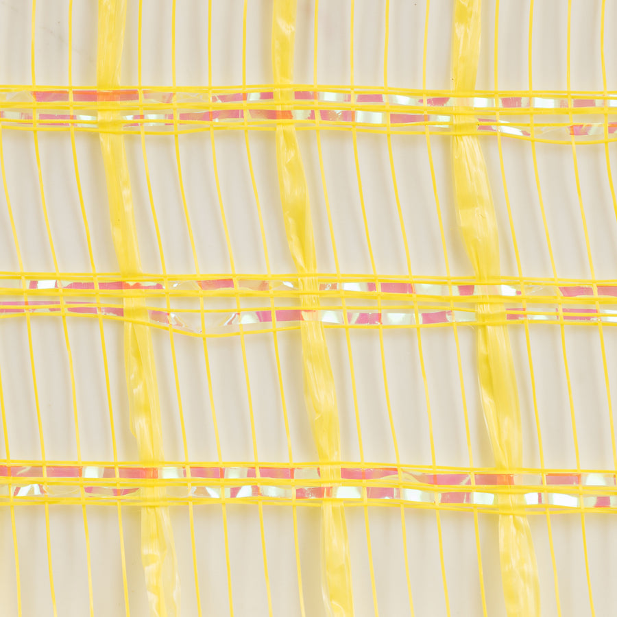 21" Wide Weave Metallic Mesh: Daffodil Check