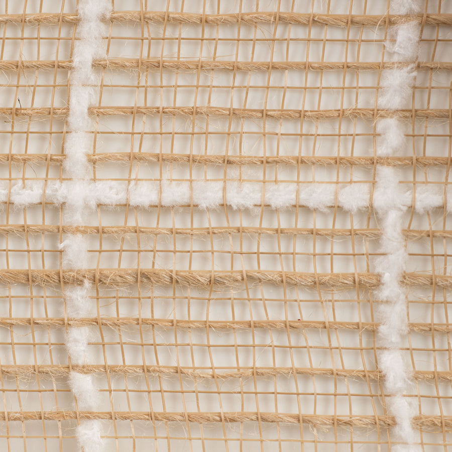 10" Burlap Fuzzy Grid Mesh: Natural & White