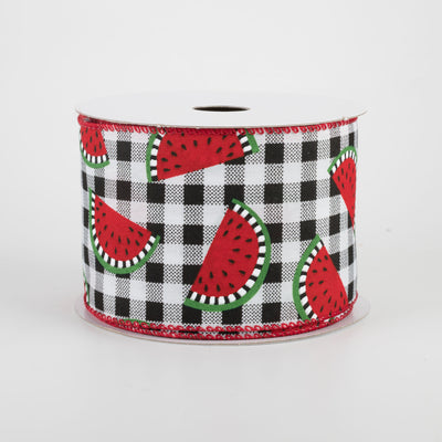2.5" Buffalo Plaid With Watermelon Slices Ribbon (10 Yards)