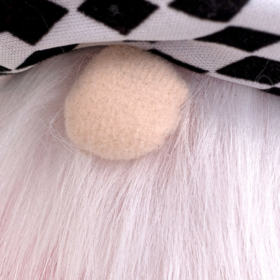 20" Bunny Harlequin Top Hat Gnome Pick: Fuchsia Pink