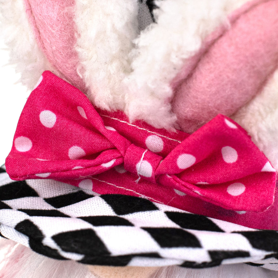 20" Bunny Harlequin Top Hat Gnome Pick: Fuchsia Pink
