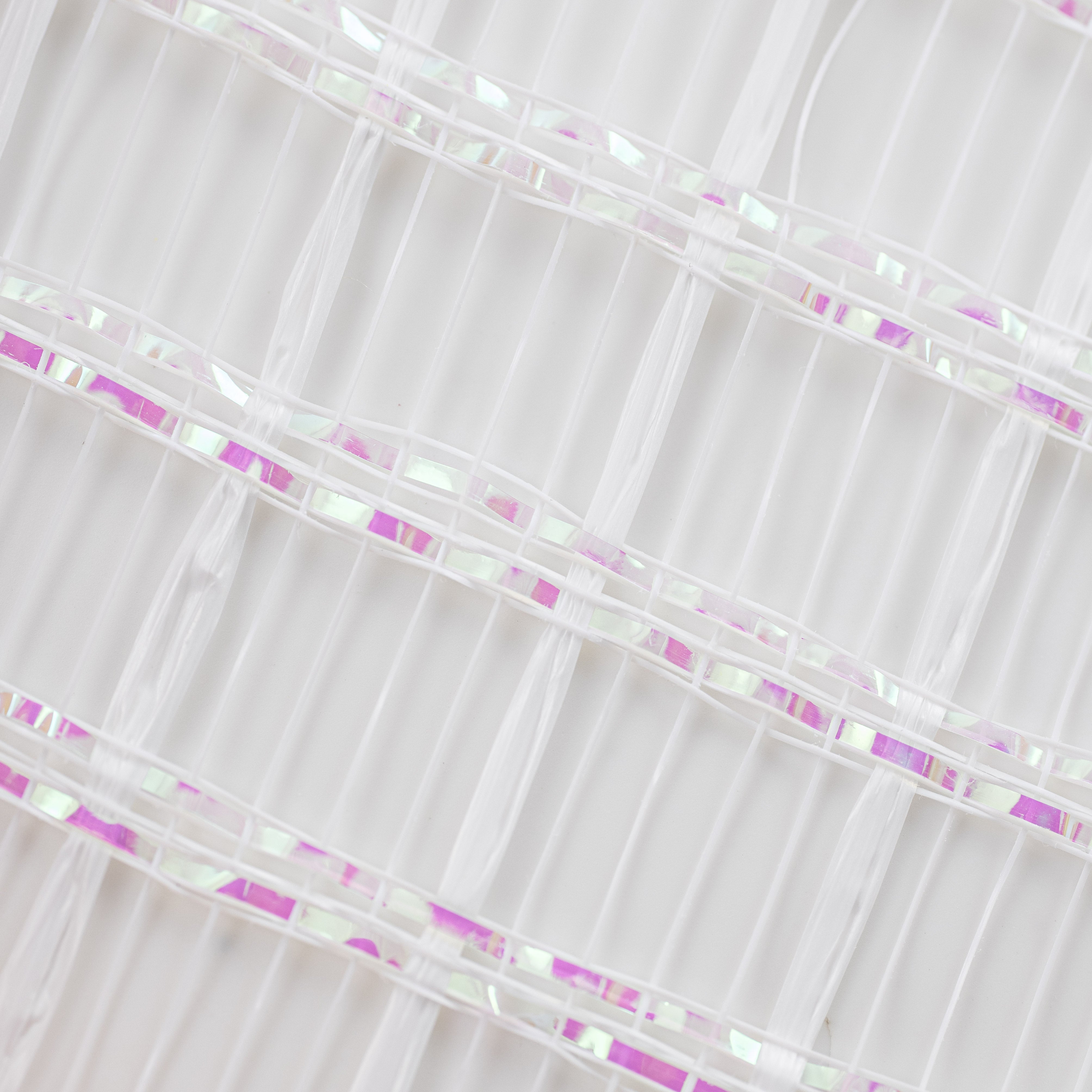 10" Wide Weave Metallic Mesh: White Check