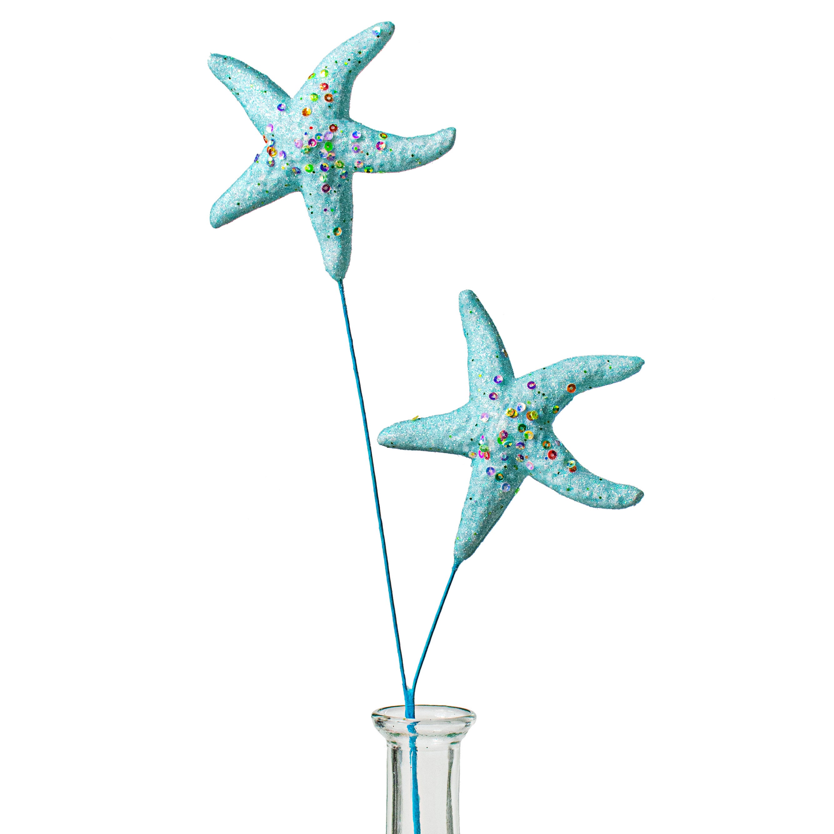 16" Glittered Foam Sea Star Pick: Blue