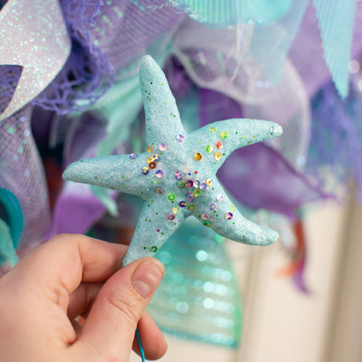 16" Glittered Foam Sea Star Pick: Blue