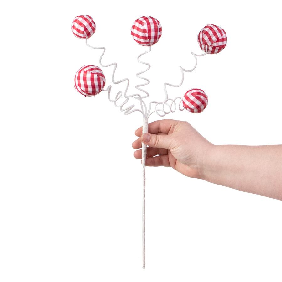 16" Gingham Fabric Ball Pick: Red