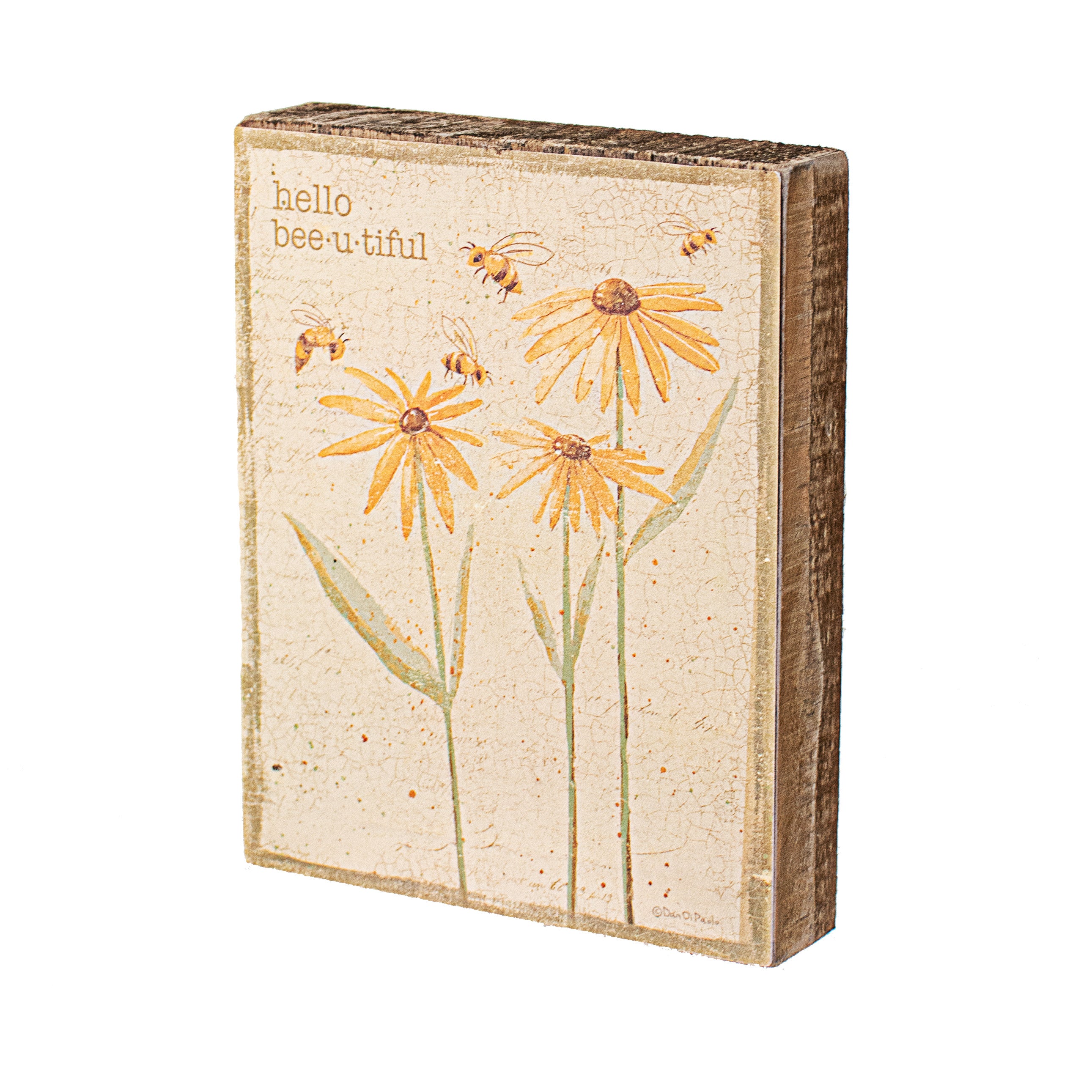 5" Wooden Block Sign: Hello Bee-u-tiful