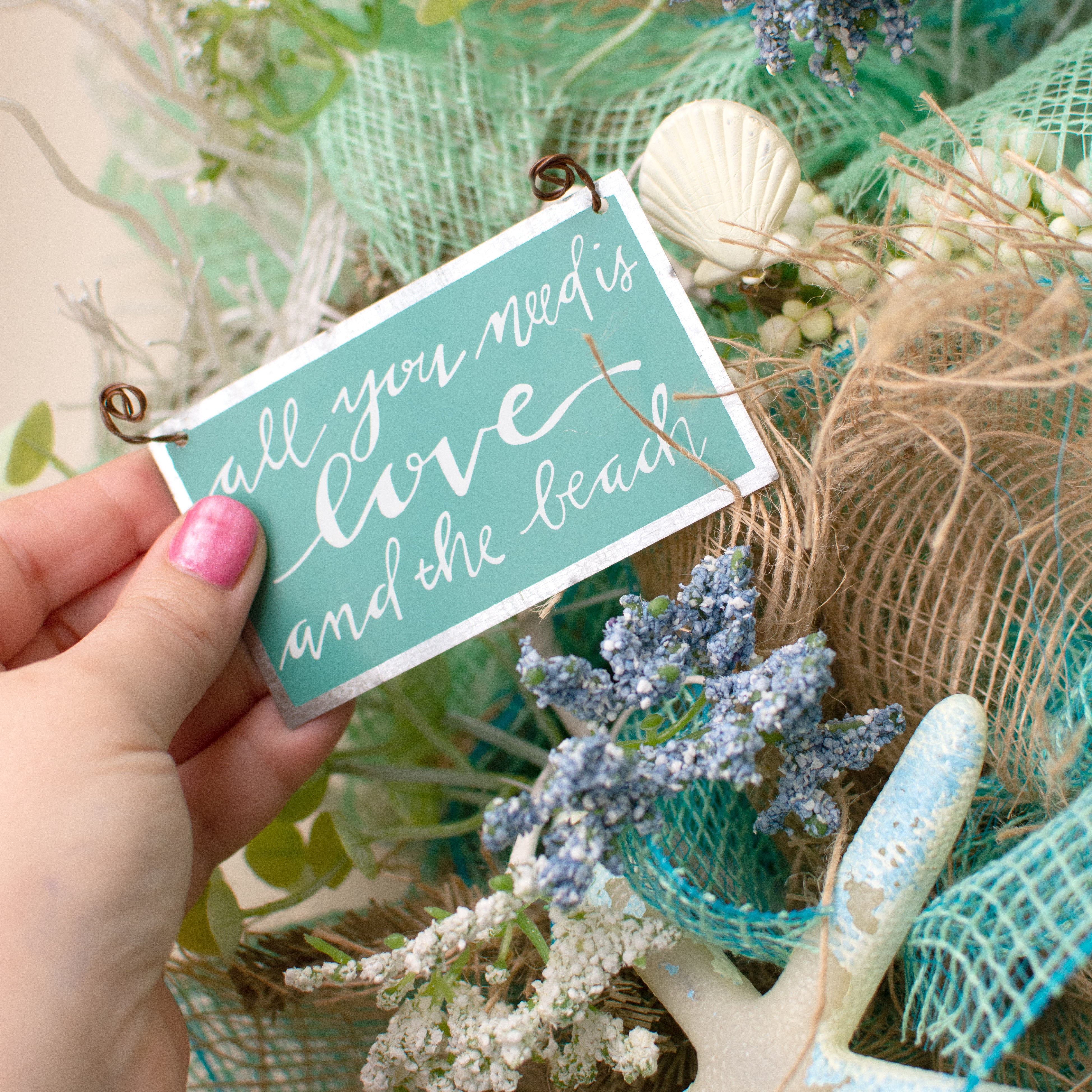 All You Need Is Love & Beach Ornament (3.75" x 2.25")