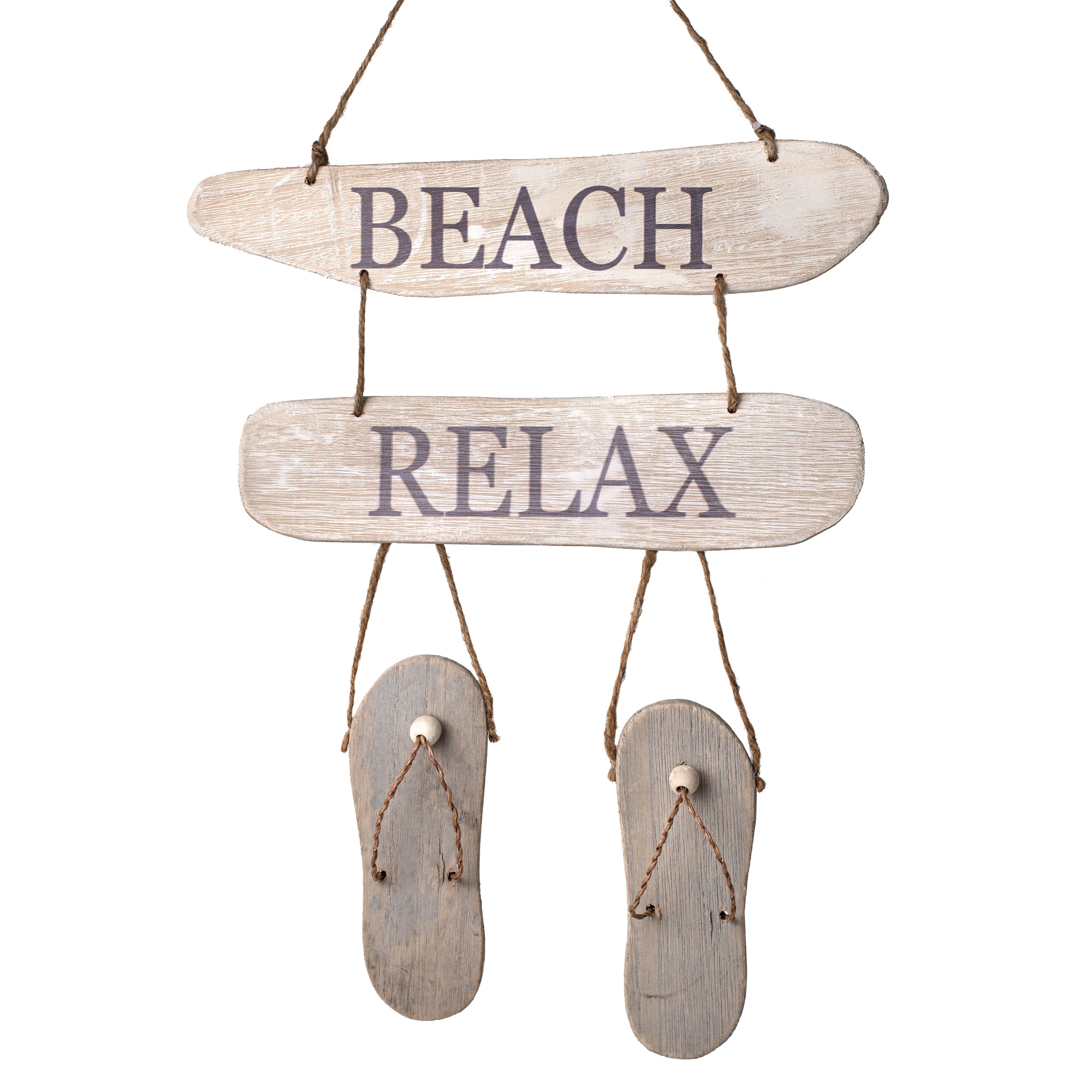 24" Beach Relax Driftwood Flip Flop Sign