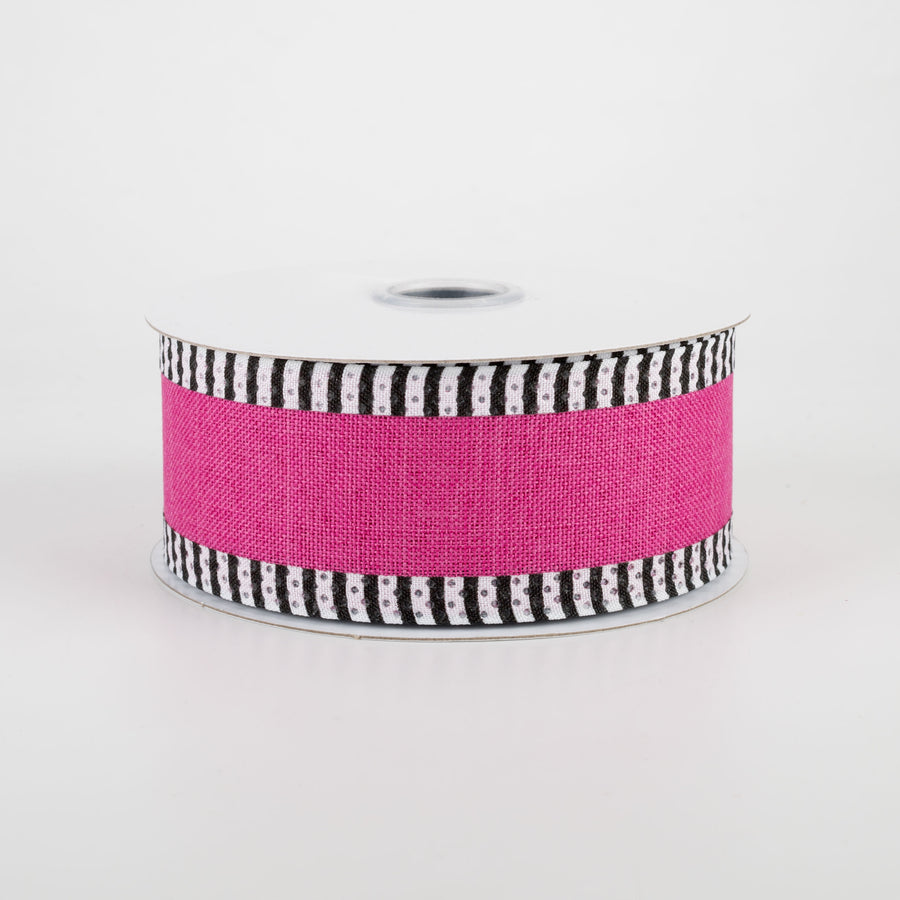 1.5" Thin Stripe Edge Ribbon: Fuchsia (10 Yards)