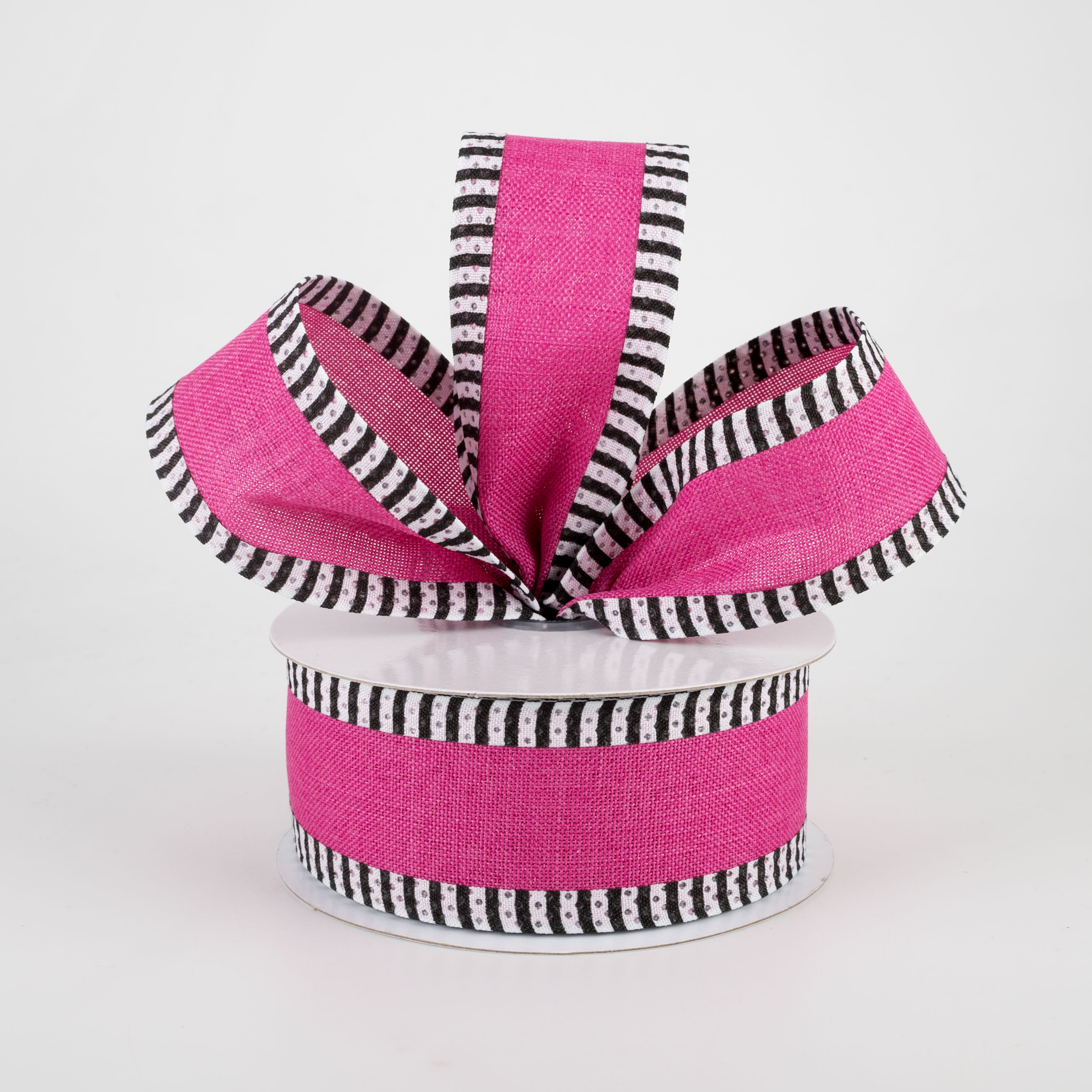 1.5" Thin Stripe Edge Ribbon: Fuchsia (10 Yards)