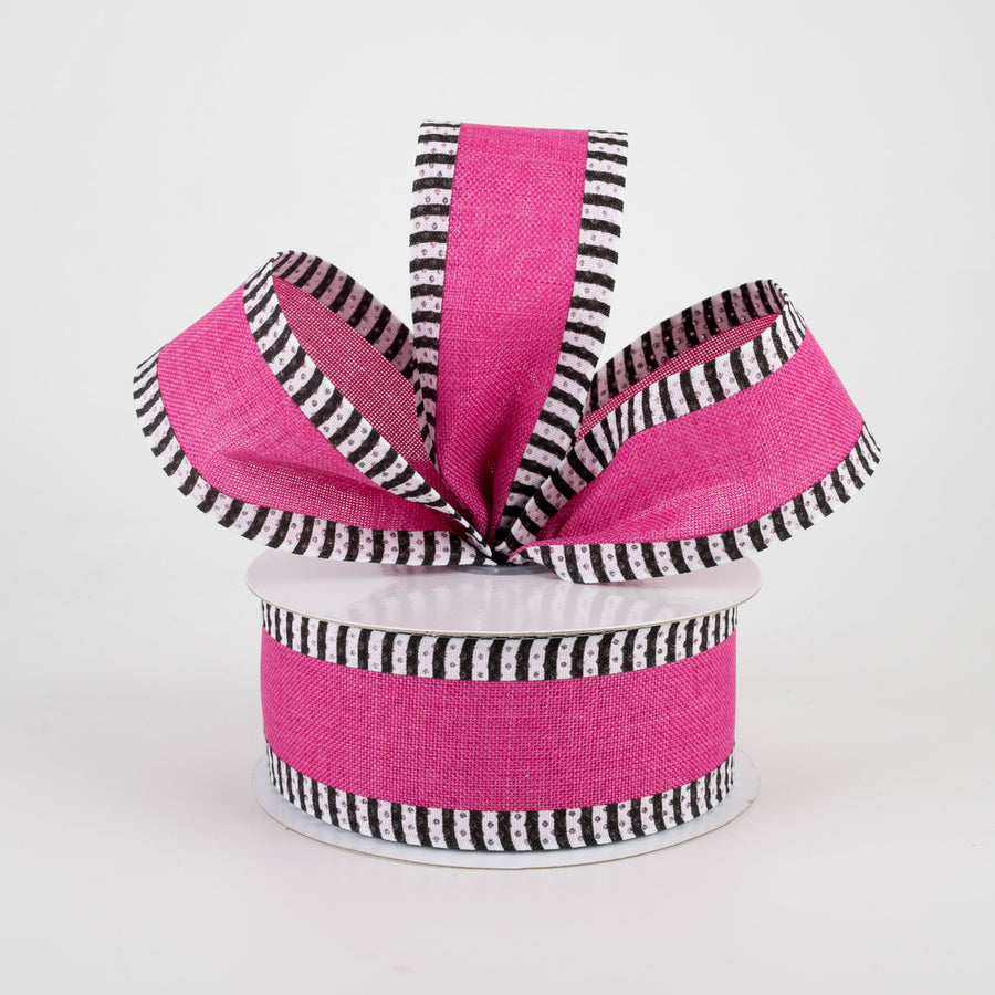 1.5" Thin Stripe Edge Ribbon: Fuchsia (10 Yards)