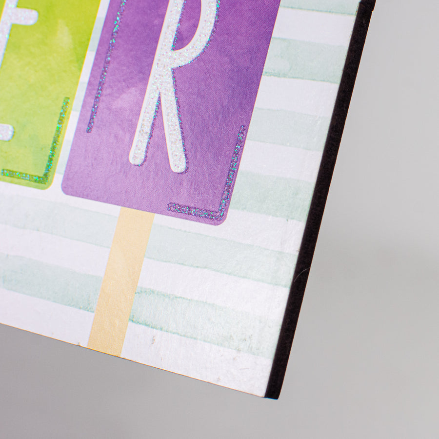 12" Wooden Sign: Welcome Summer Glitter Popsicles