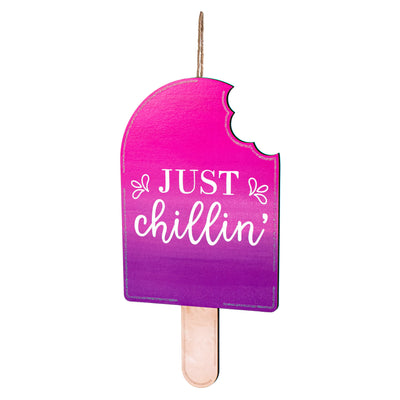 13" Wooden Sign: Just Chillin' Popsicle