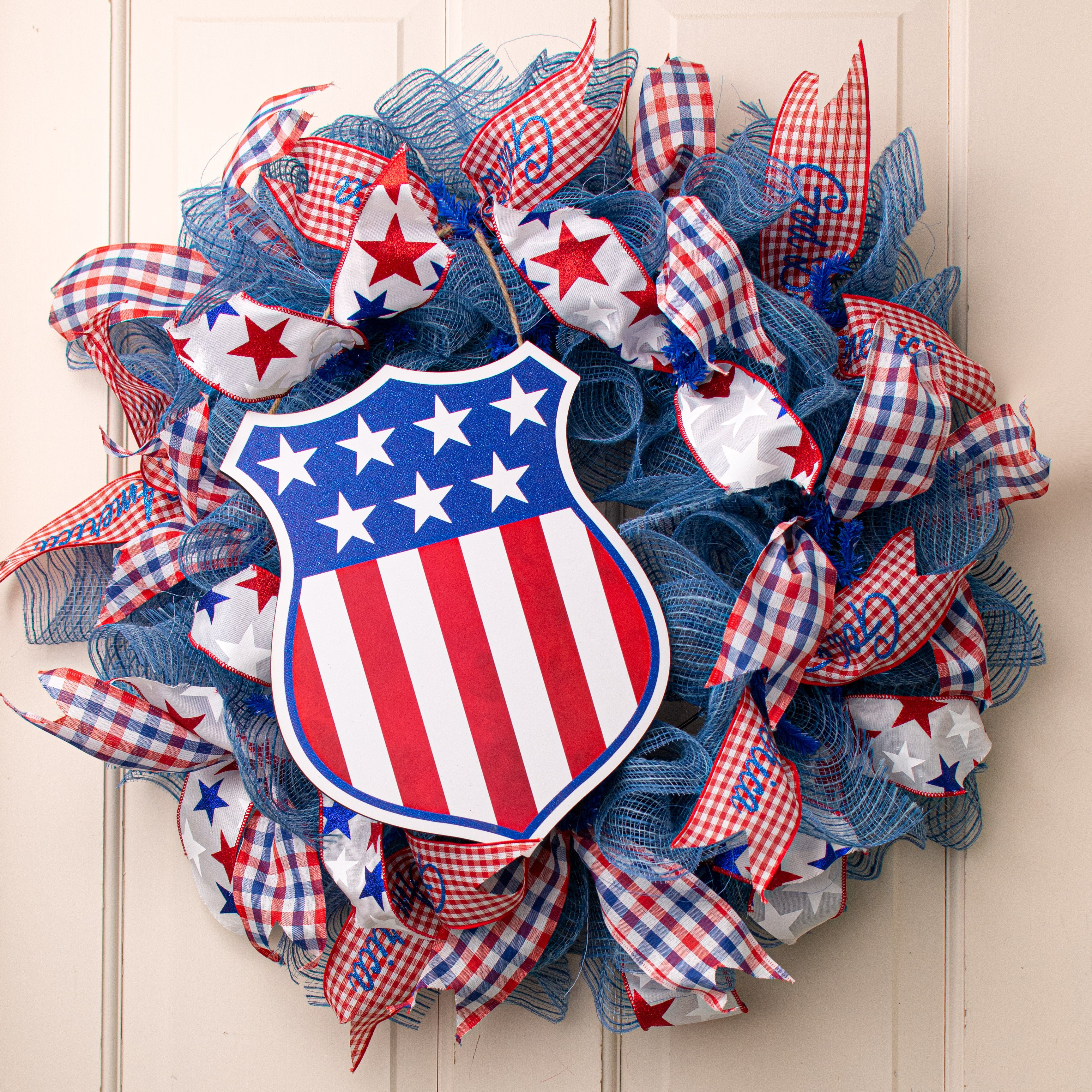 12" Wooden Sign: American Flag Badge