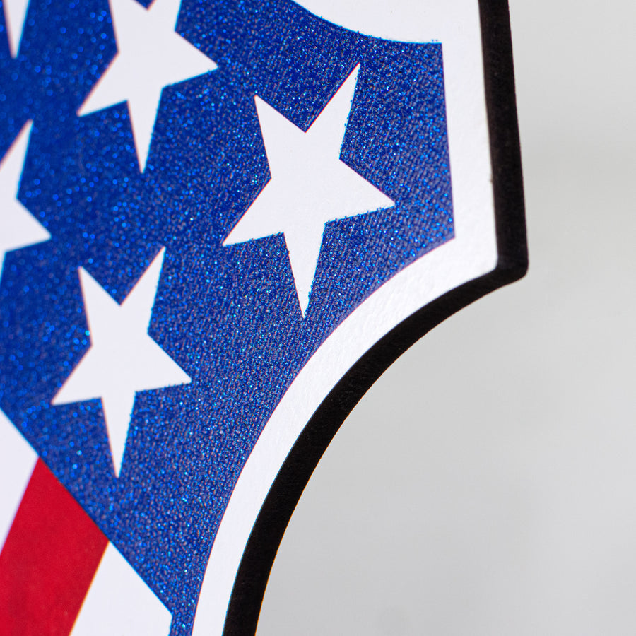 12" Wooden Sign: American Flag Badge