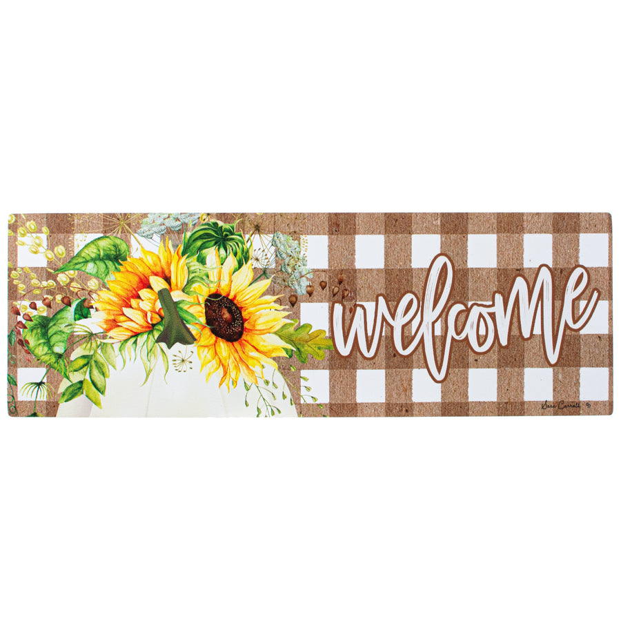 Waterproof Sunflower Pumpkin Welcome Fall Sign (5"x15")