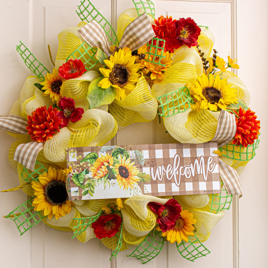 Waterproof Sunflower Pumpkin Welcome Fall Sign (5"x15")
