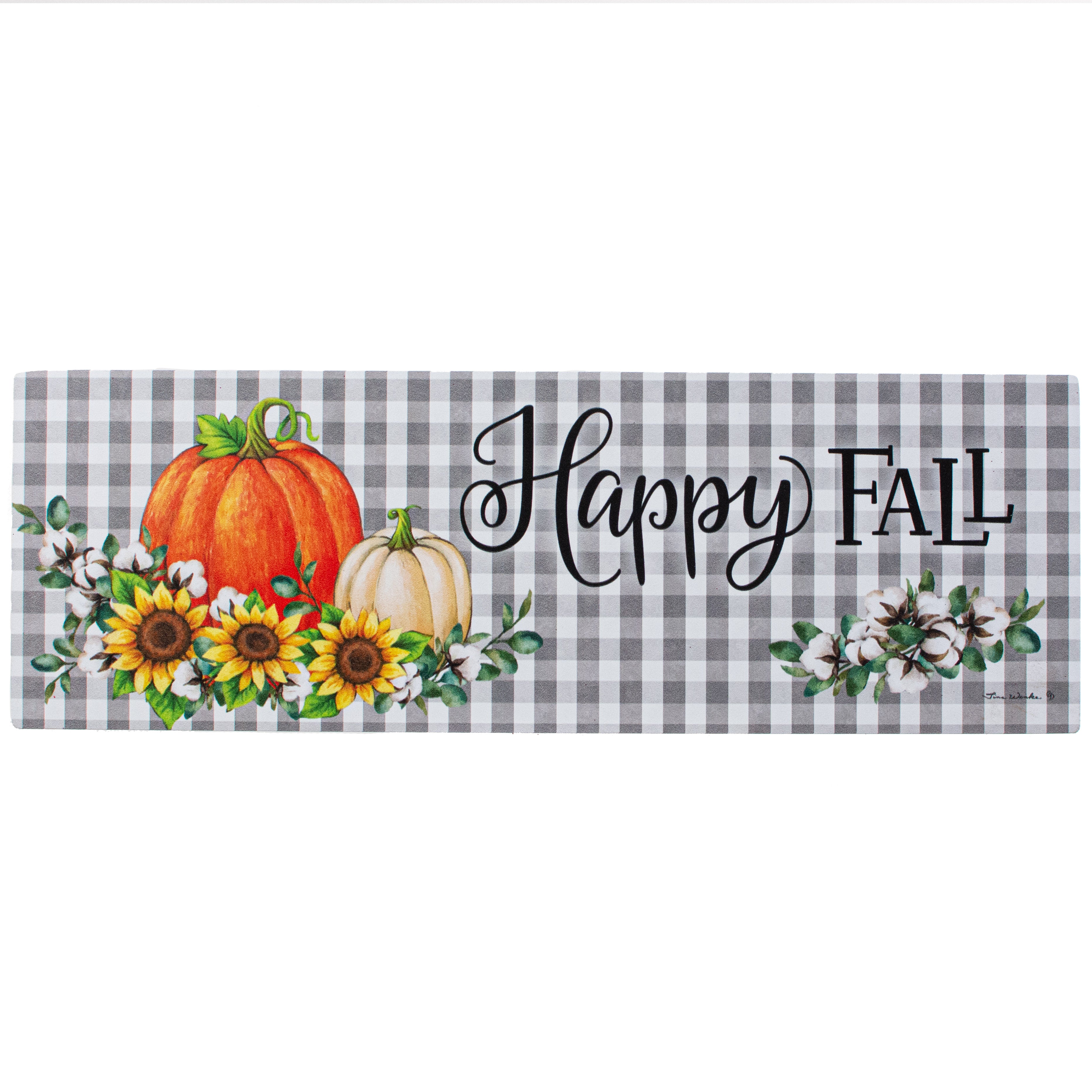 Waterproof Pumpkins & Grey Gingham Sign (5" X15")