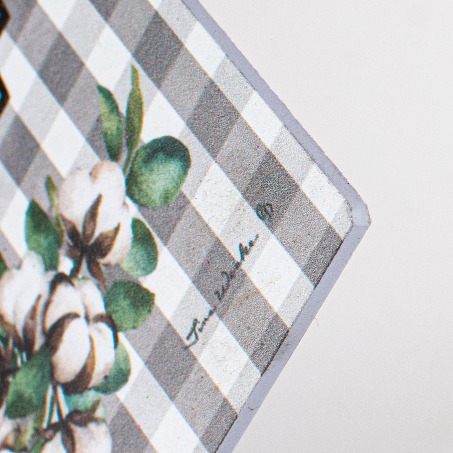 Waterproof Pumpkins & Grey Gingham Sign (5" X15")