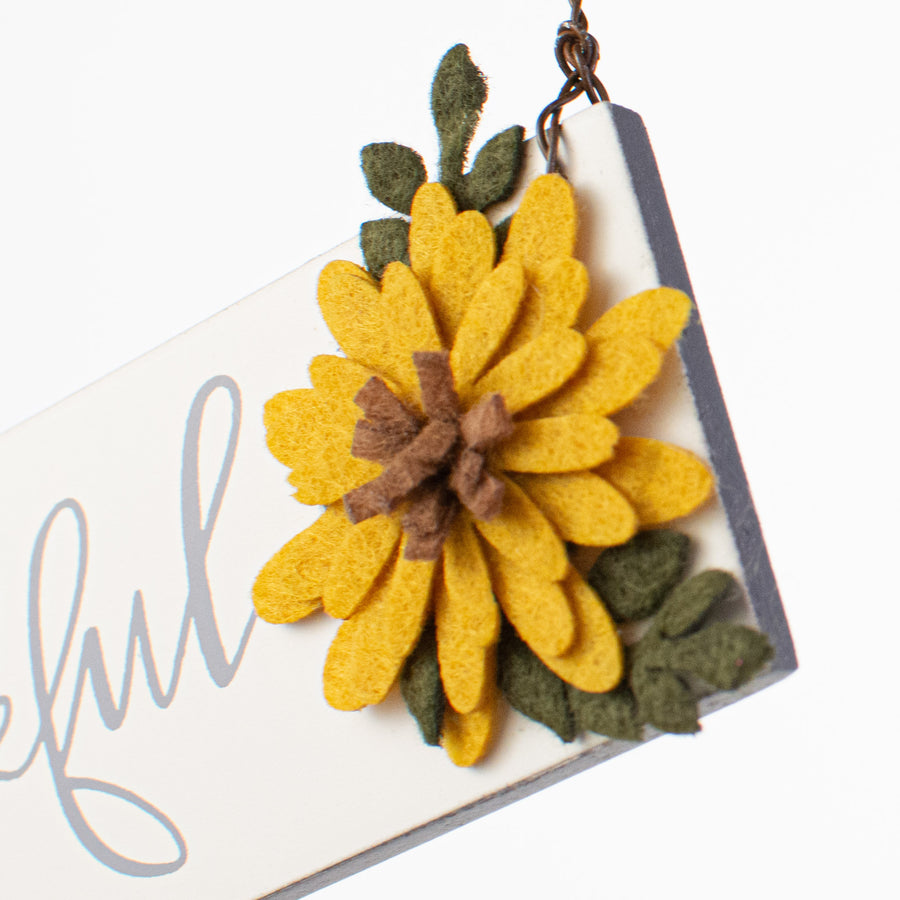 Fall Flower Thankful Ornament (5" x 1.75")