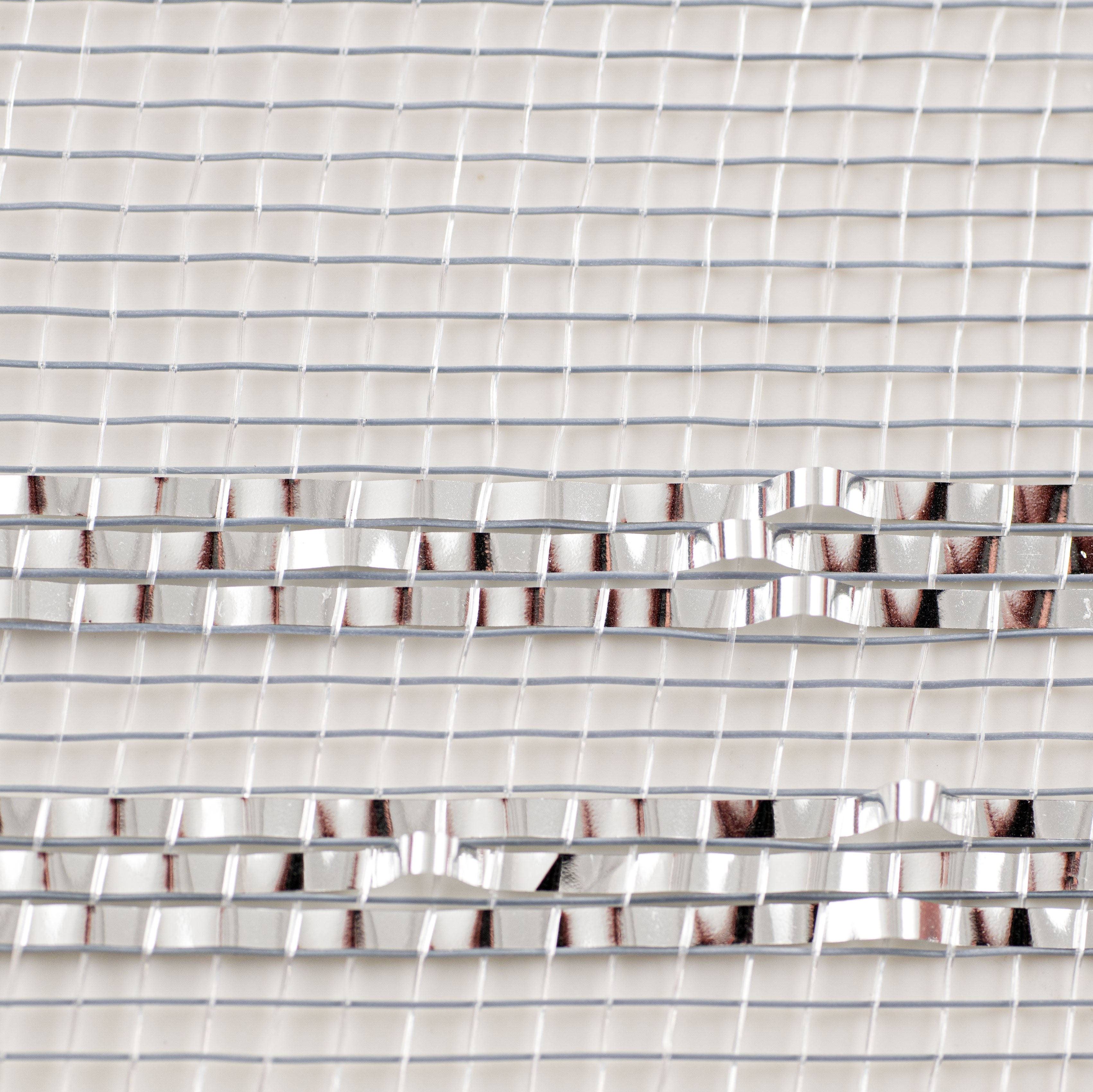 10" Border Stripe Metallic Mesh: Silver