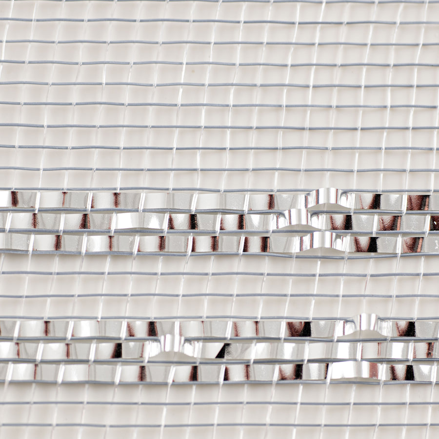 10" Border Stripe Metallic Mesh: Silver