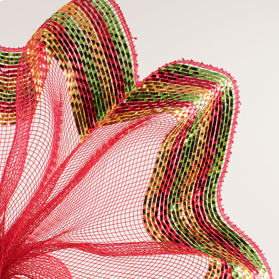10" Border Stripe Metallic Mesh: Red, Lime, Gold
