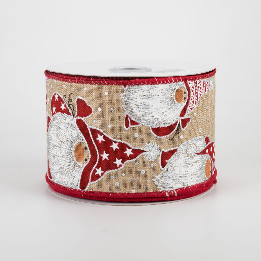 2.5" Christmas Gnomes Ribbon: Light Beige (10 Yards)