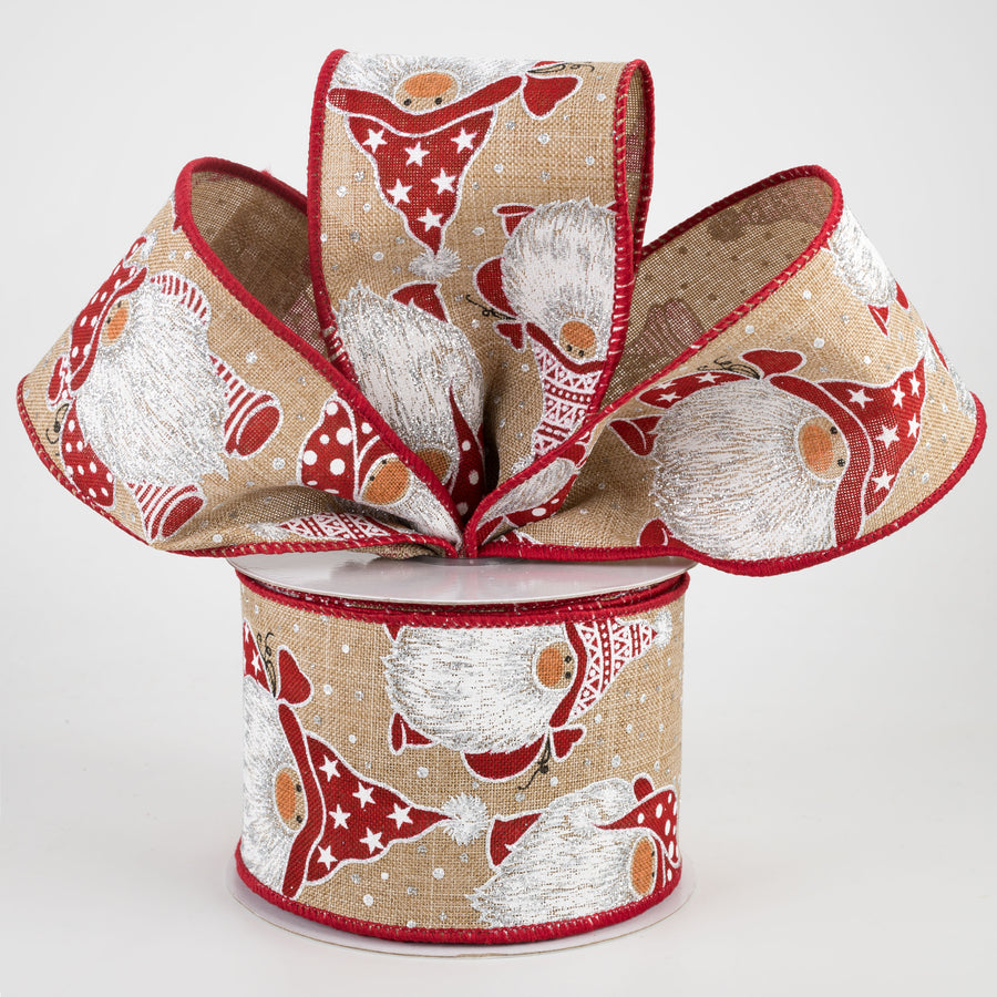 2.5" Christmas Gnomes Ribbon: Light Beige (10 Yards)