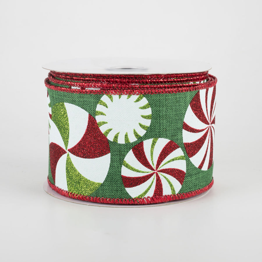 2.5" Bold Peppermints Ribbon: Emerald (10 Yards)