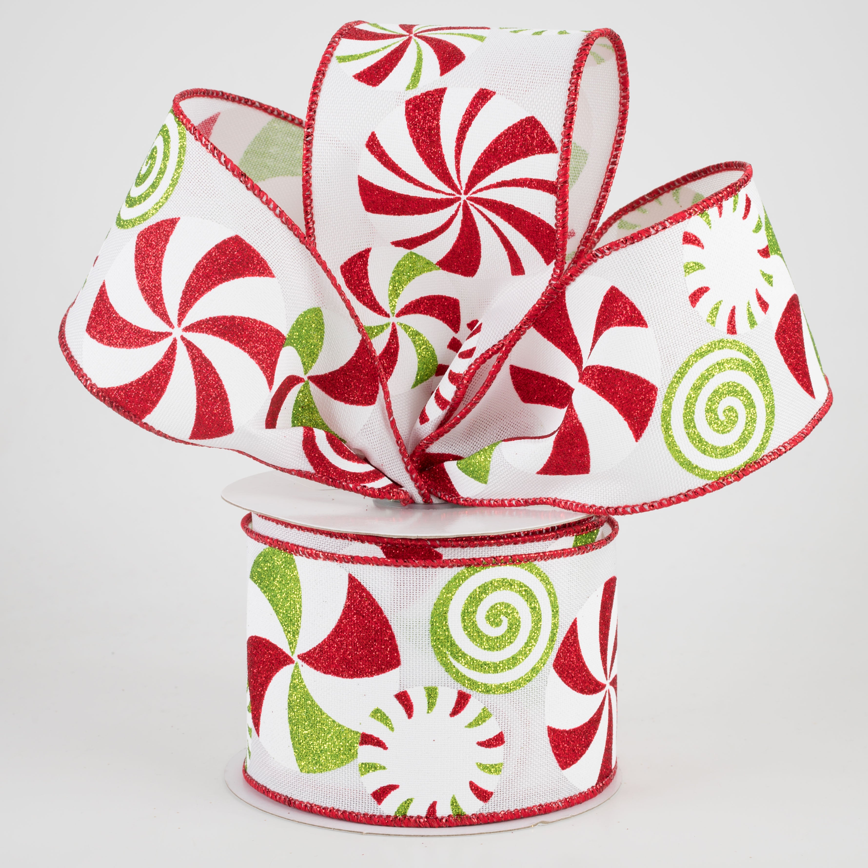 2.5" Bold Peppermints Ribbon: White (10 Yards)