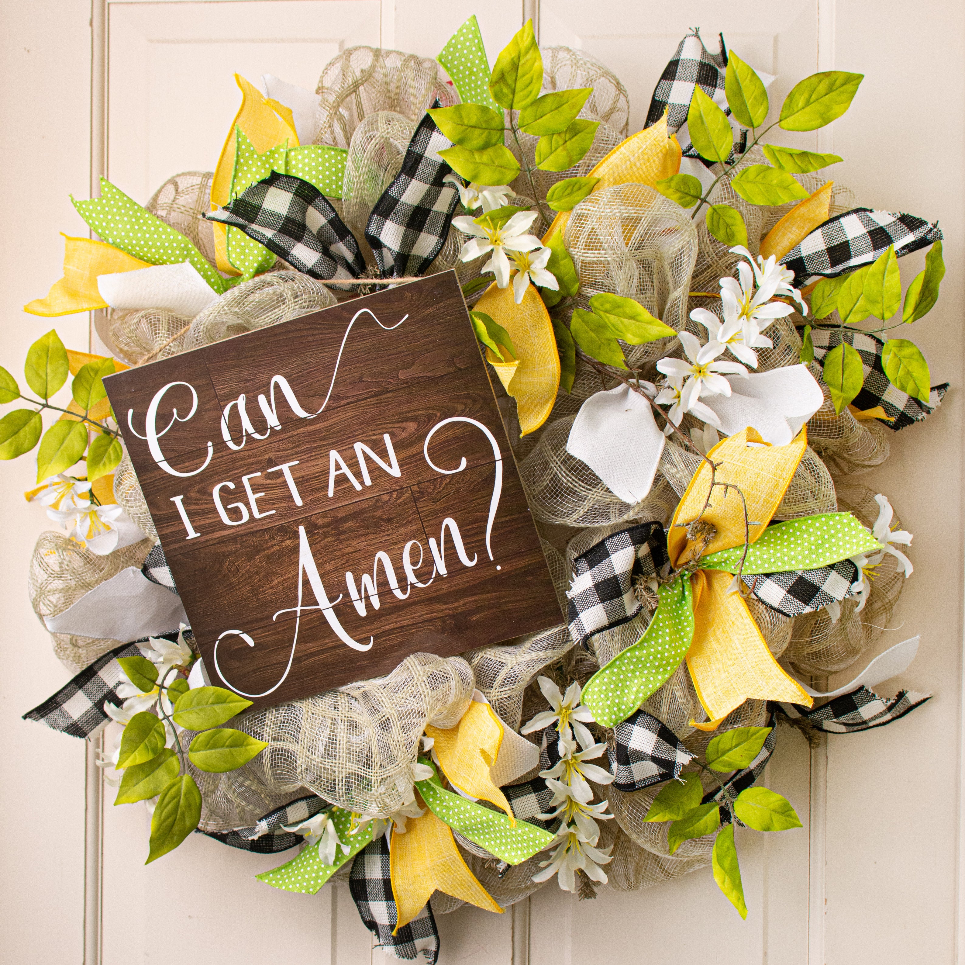 10" Square Wooden Sign: Can I Get An Amen