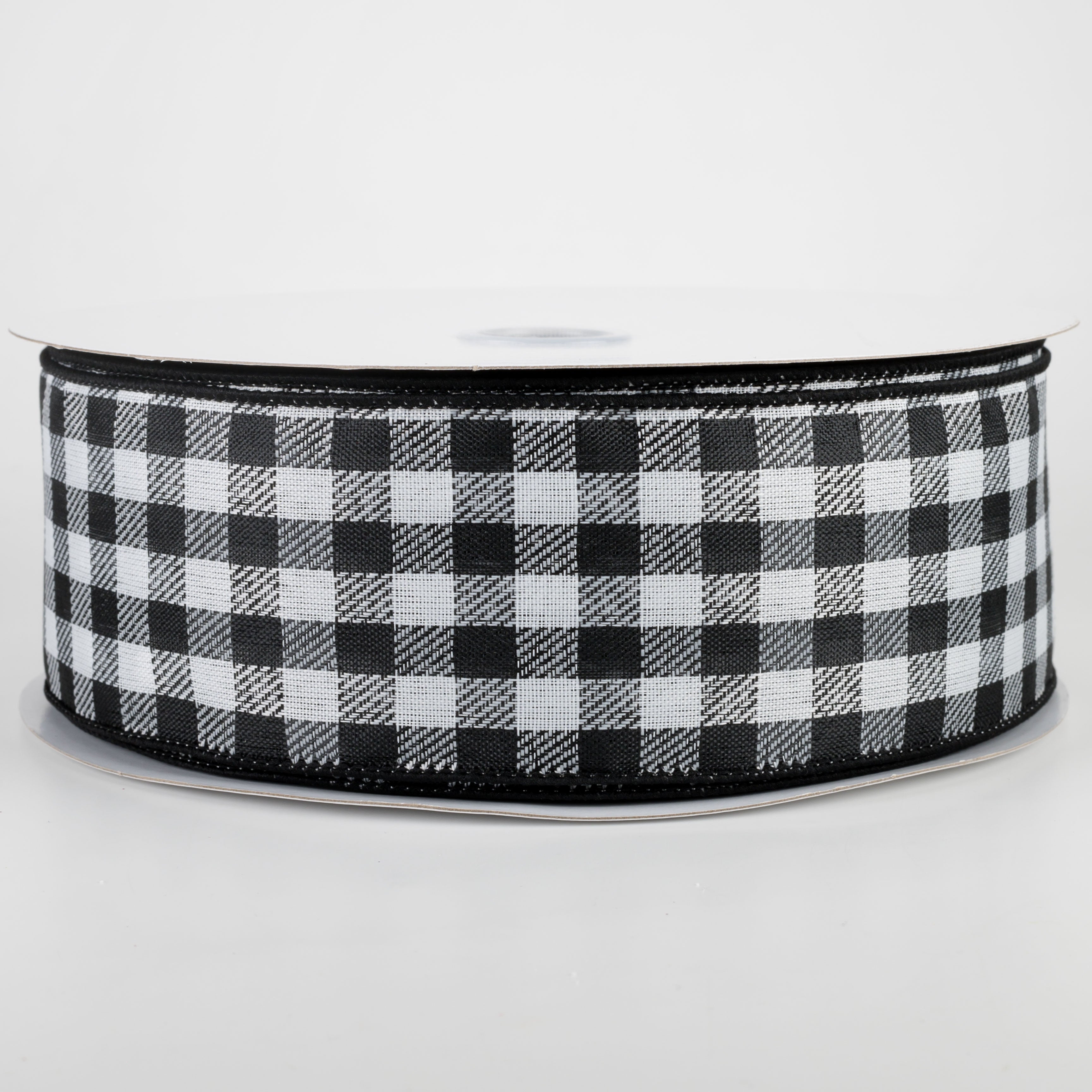 2.5" Woven Diagonal Check Ribbon: Black & White (50 Yards)