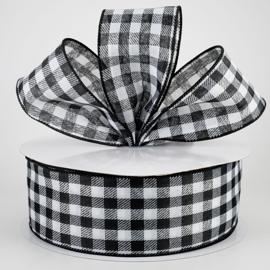 2.5" Woven Diagonal Check Ribbon: Black & White (50 Yards)
