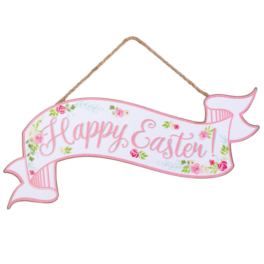 15" Wooden Sign: Happy Easter Banner