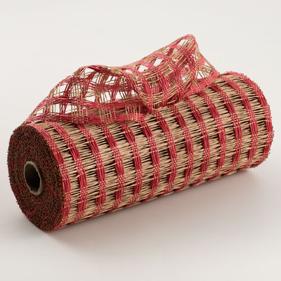 10" Poly Burlap Check Mesh: Buff & Red