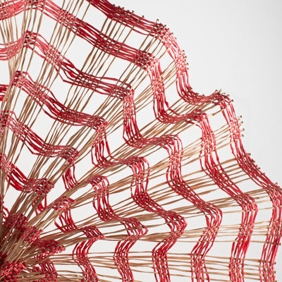 10" Poly Burlap Check Mesh: Buff & Red