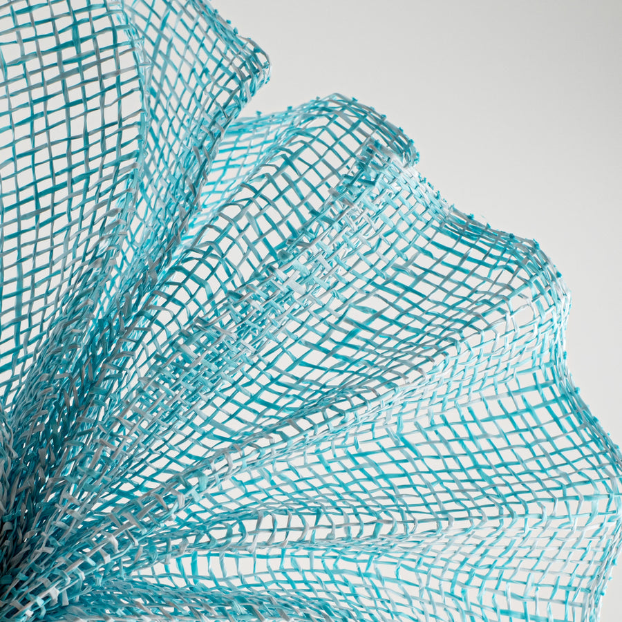 10" Two-Tone Poly Burlap Mesh: Turquoise & White