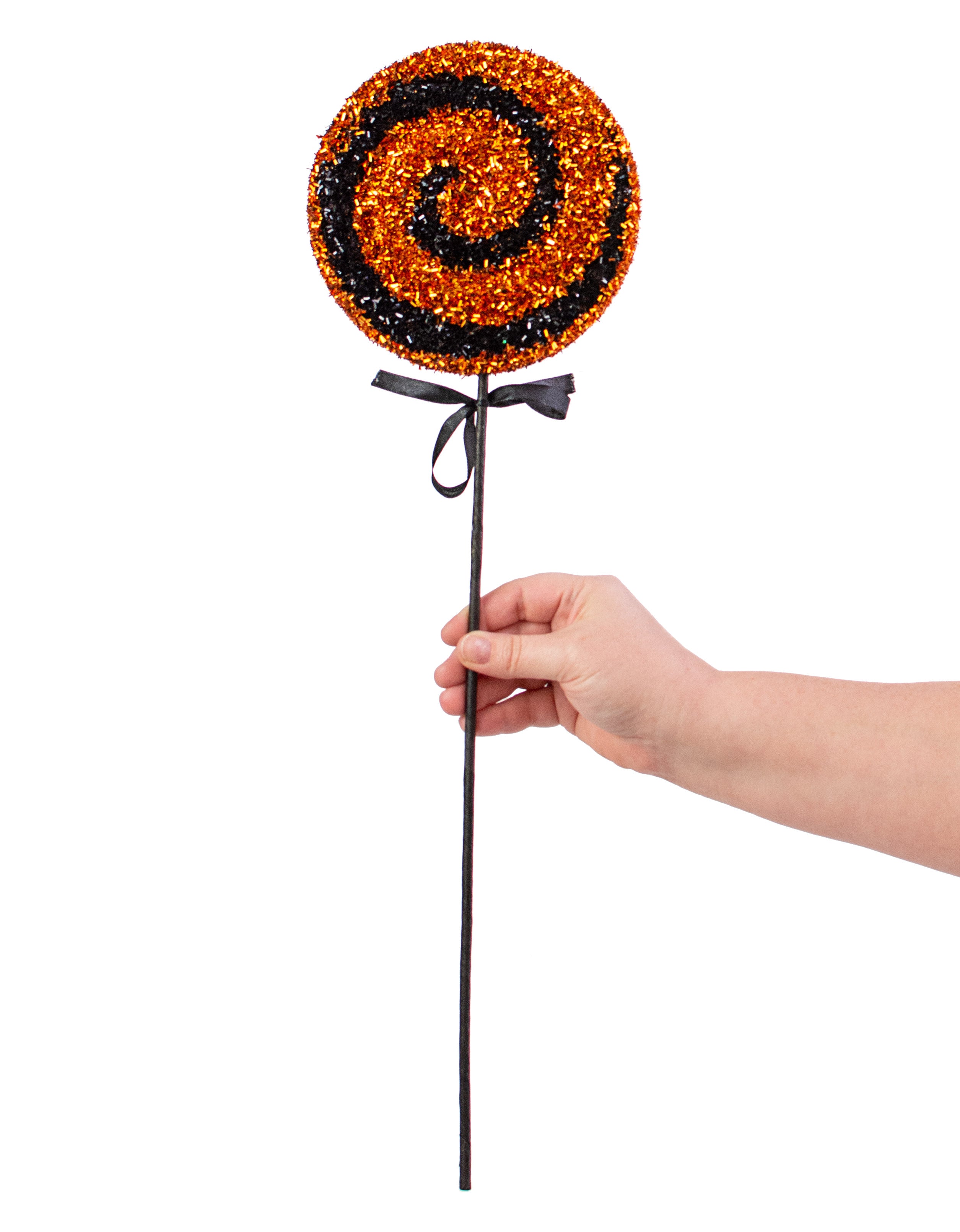22" Tinsel Lollipop Pick: Orange & Black